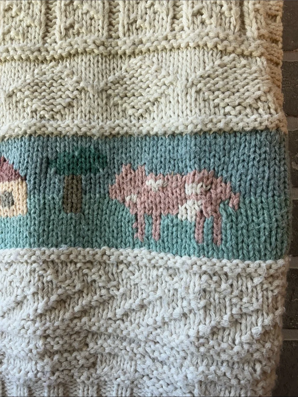 Vintage Russ Petites Cottagecore Sweater Vest Farm Sheep‎ Knit Size M